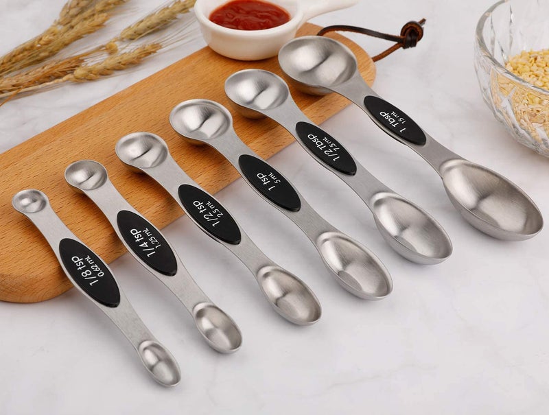 forkmannie Magnetic Measuring Spoons Set of 6 Stainless Steel Dual Sided Stackable Teaspoon for Measuring Dry and Liquid Ingredients - Image 5